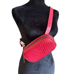 Steve Madden Red Fanny Pack Quilted Vegan Leather Belt Bag NWT MSRP $48